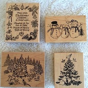 Vintage Winter rubber stamp art